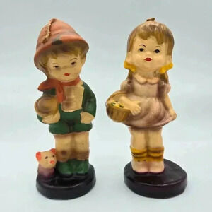 Vintage Hummel Type Boy and Girl Candle Retro 70s
